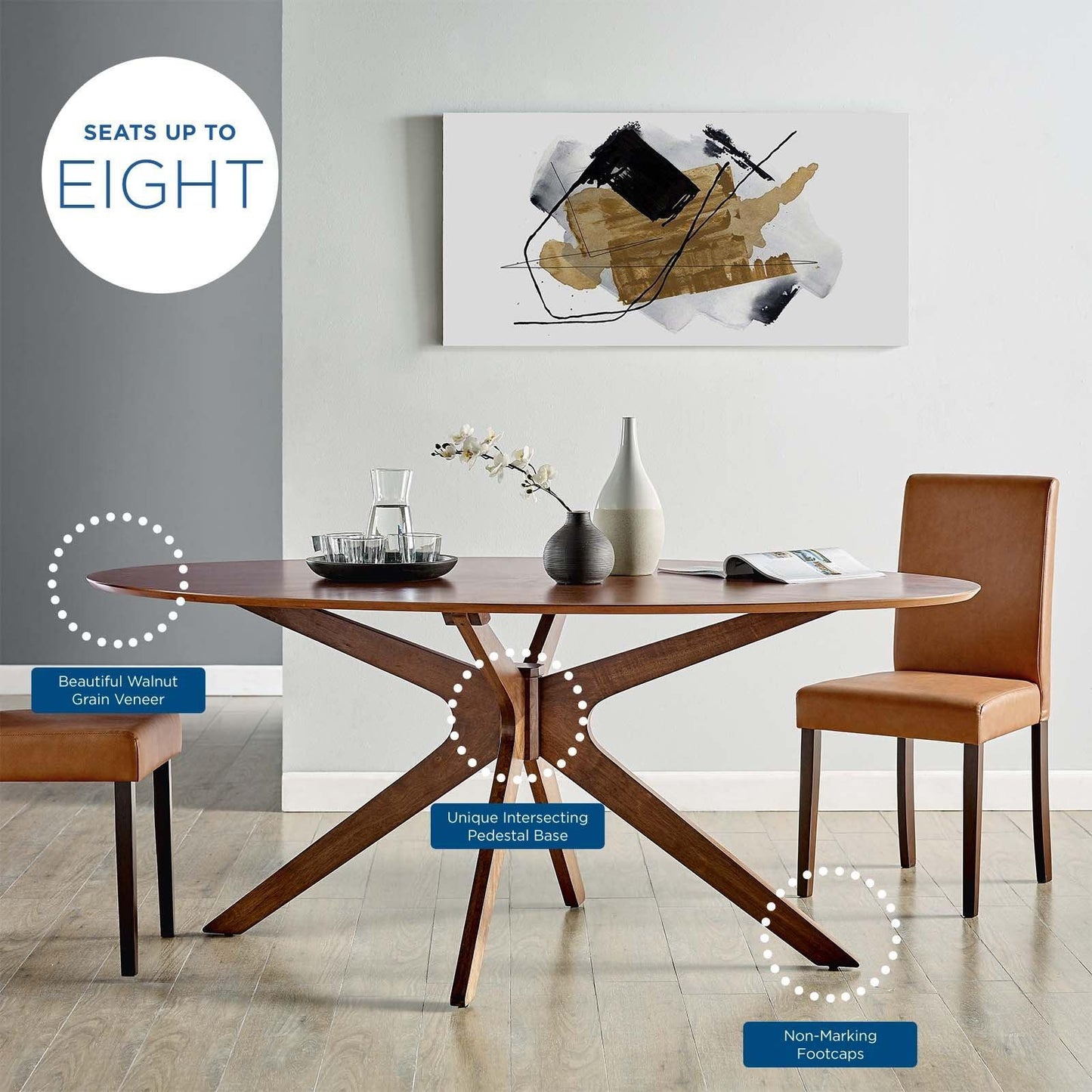 Modway Crossroads 71" Oval Wood Dining Table FredCo