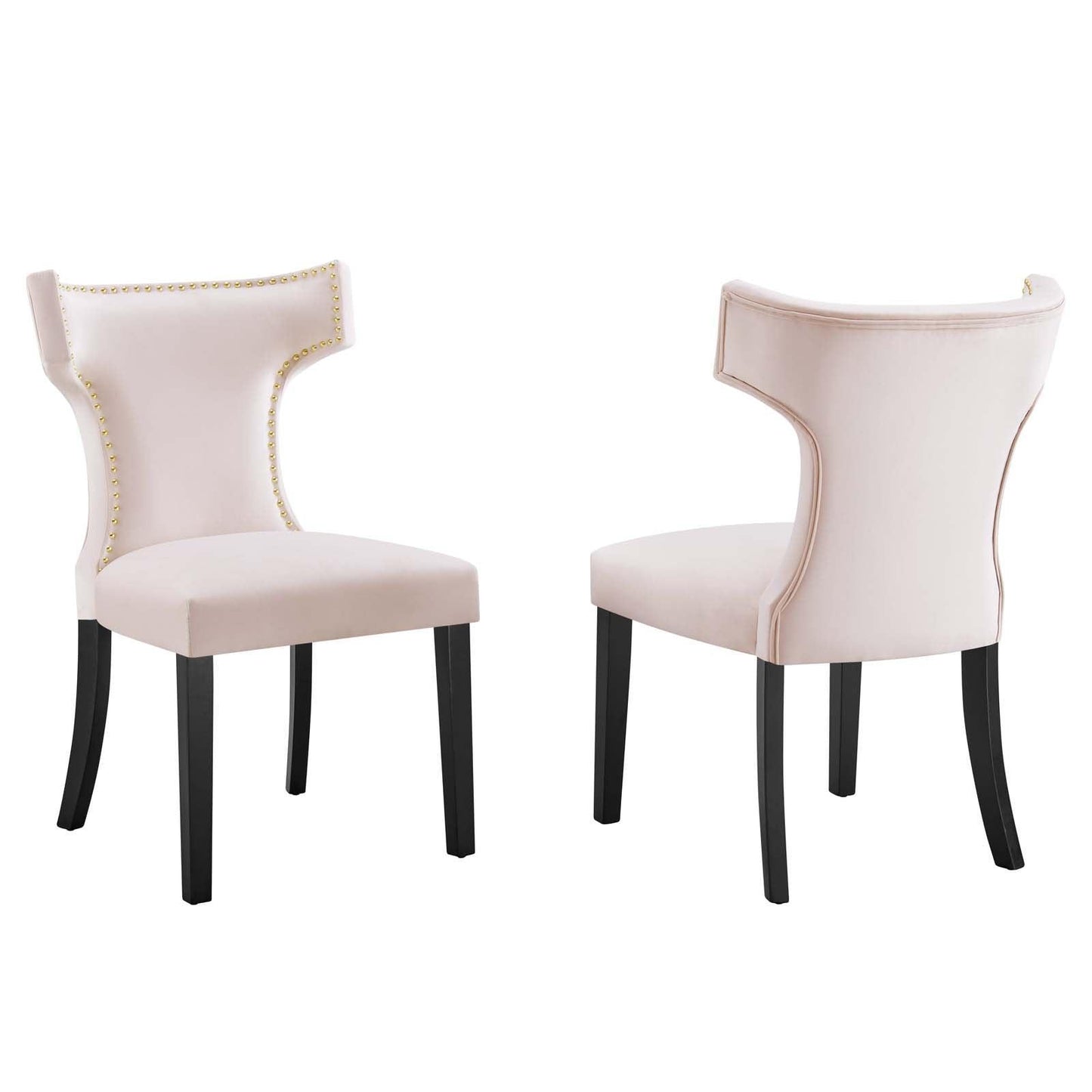 Modway Curve Performance Velvet Dining Chairs - Set of 2 FredCo