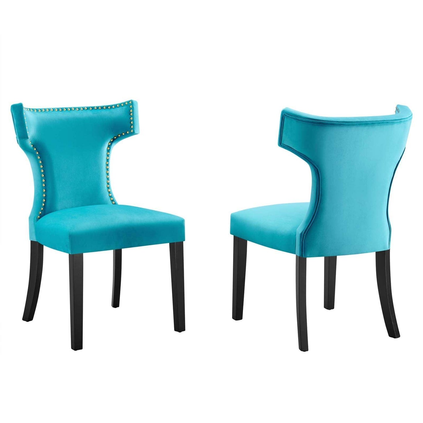 Modway Curve Performance Velvet Dining Chairs - Set of 2 FredCo