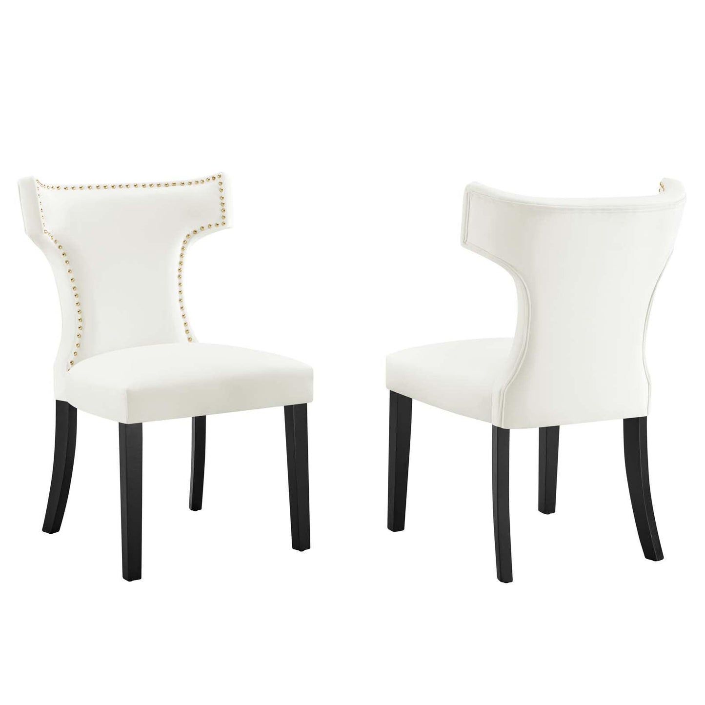 Modway Curve Performance Velvet Dining Chairs - Set of 2 FredCo