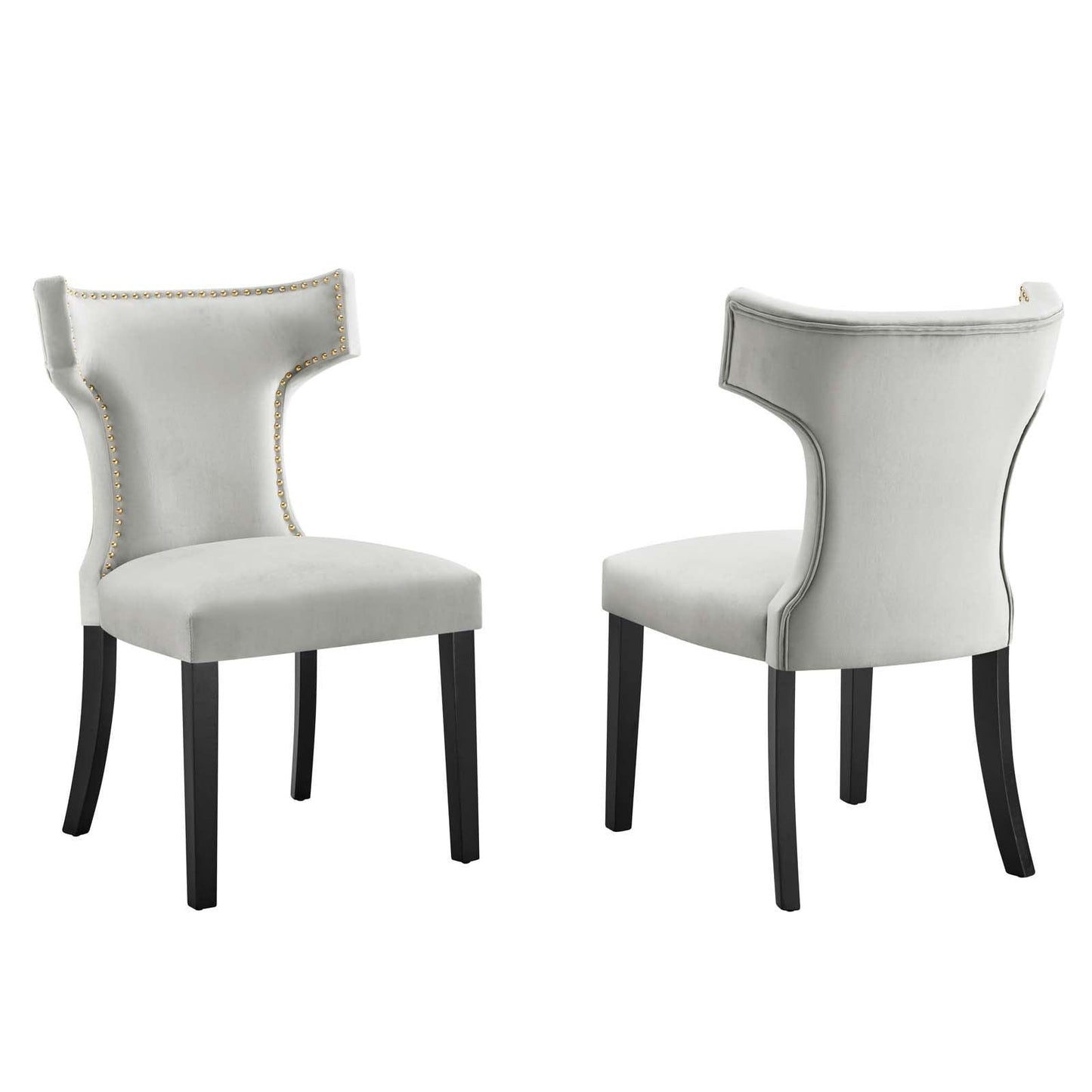 Modway Curve Performance Velvet Dining Chairs - Set of 2 FredCo