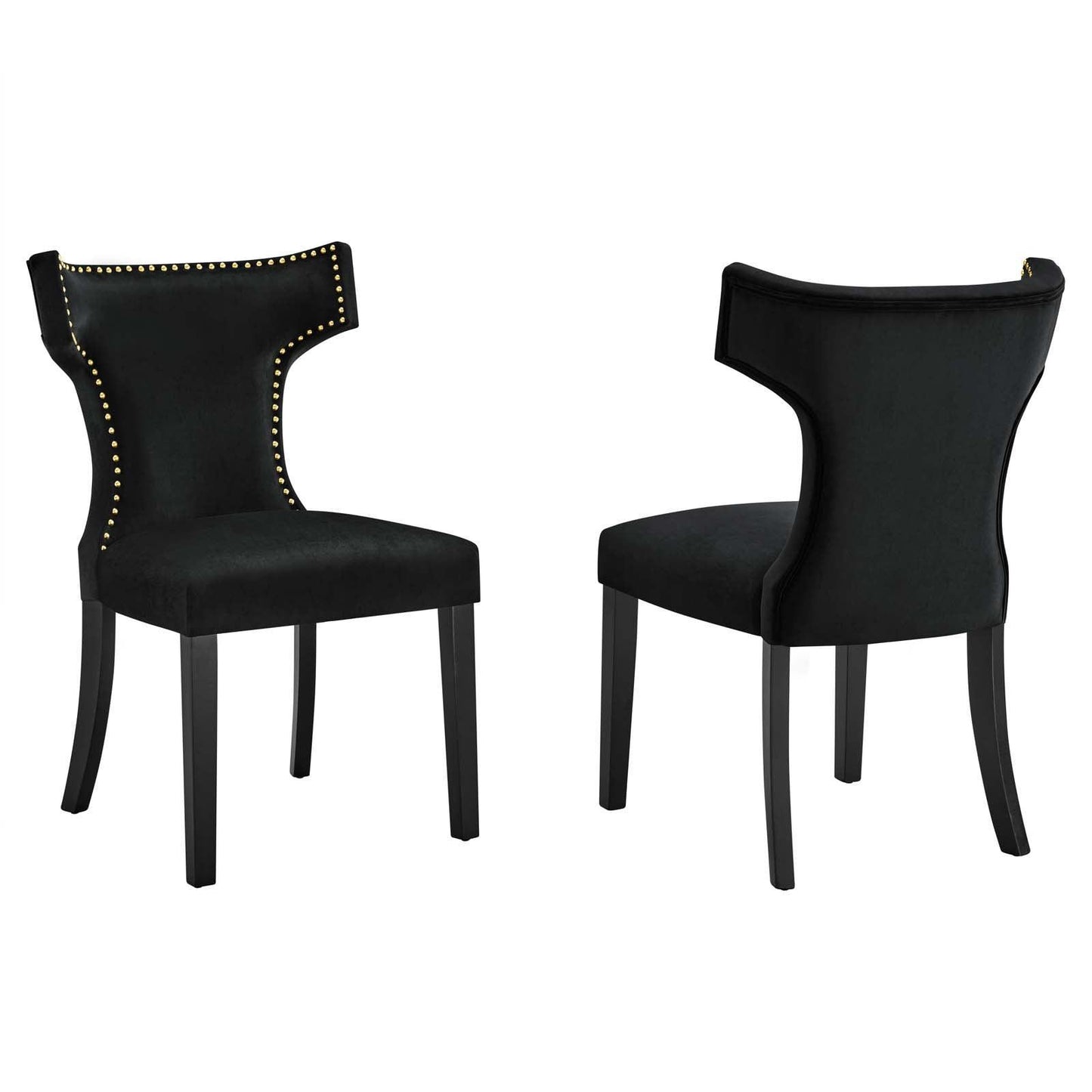 Modway Curve Performance Velvet Dining Chairs - Set of 2 FredCo