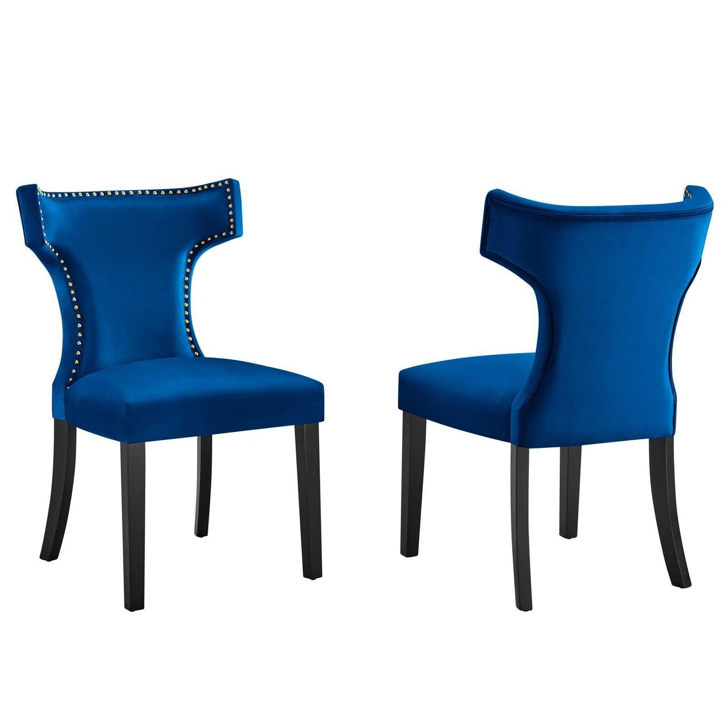 Modway Curve Performance Velvet Dining Chairs - Set of 2 FredCo