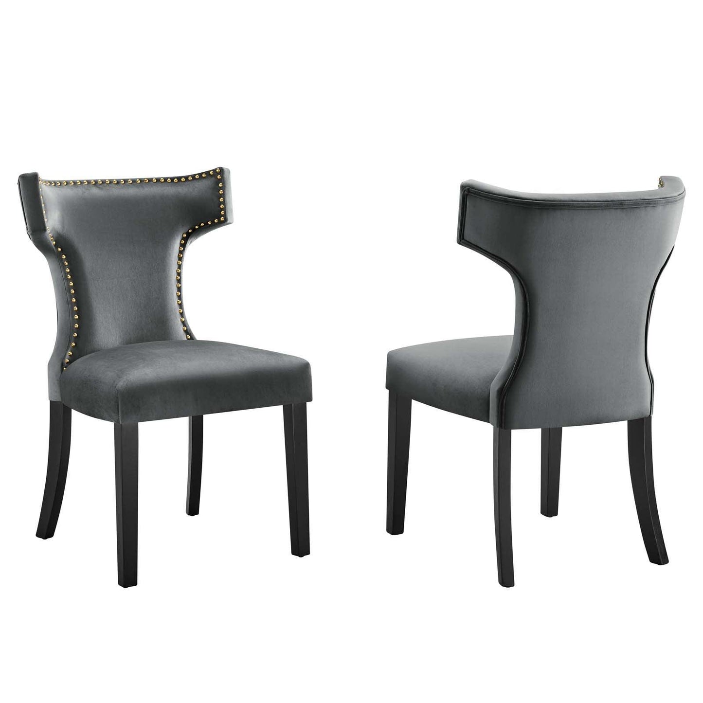 Modway Curve Performance Velvet Dining Chairs - Set of 2 FredCo