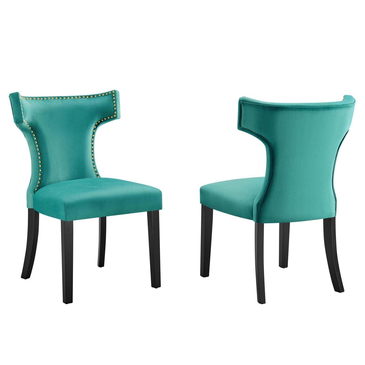 Modway Curve Performance Velvet Dining Chairs - Set of 2 FredCo