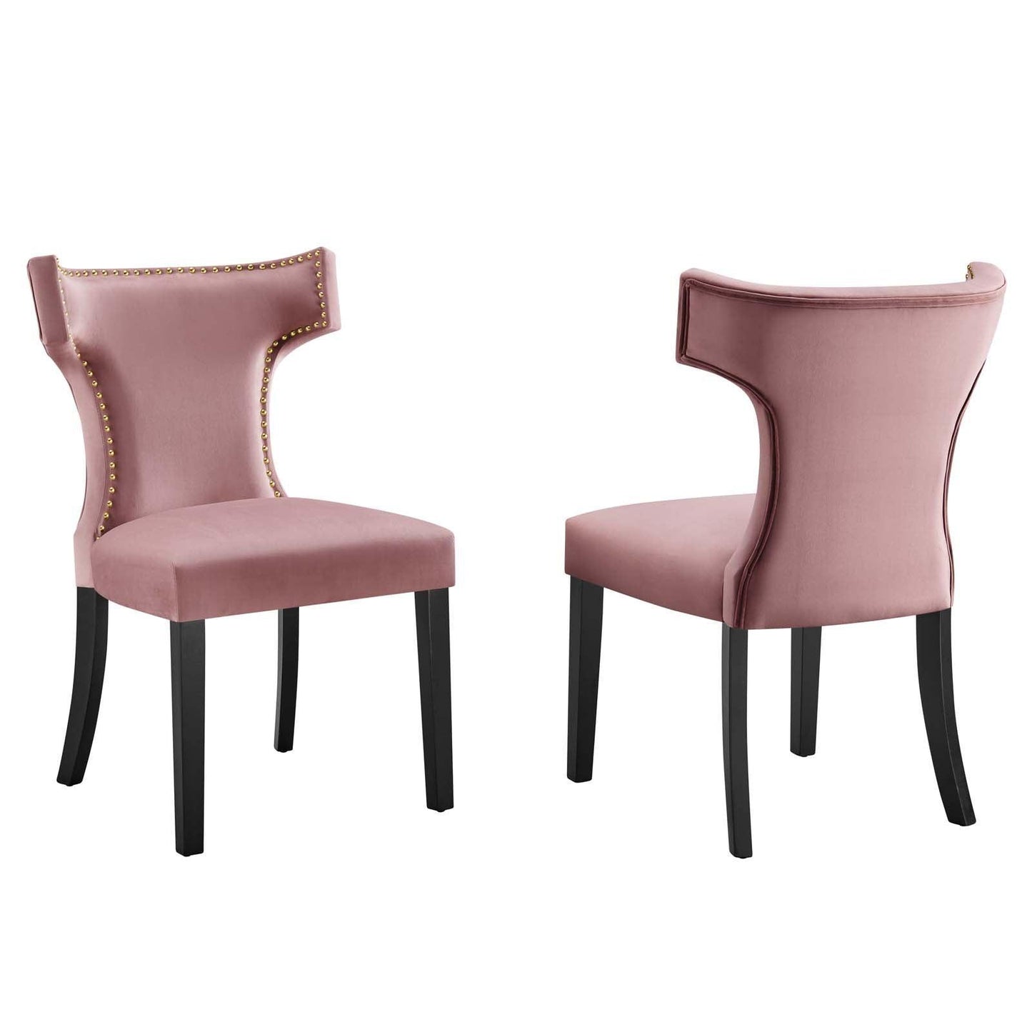 Modway Curve Performance Velvet Dining Chairs - Set of 2 FredCo