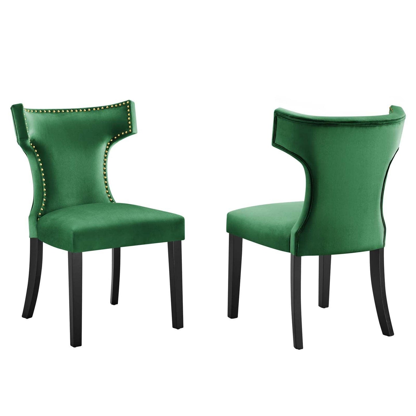 Modway Curve Performance Velvet Dining Chairs - Set of 2 FredCo