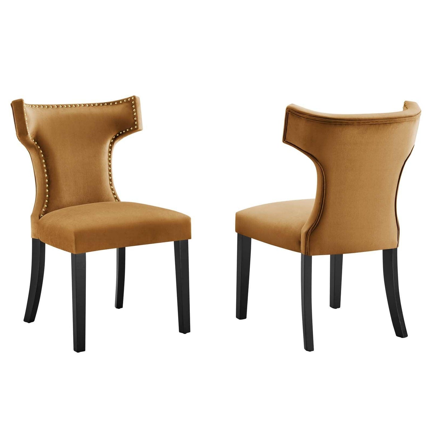Modway Curve Performance Velvet Dining Chairs - Set of 2 FredCo