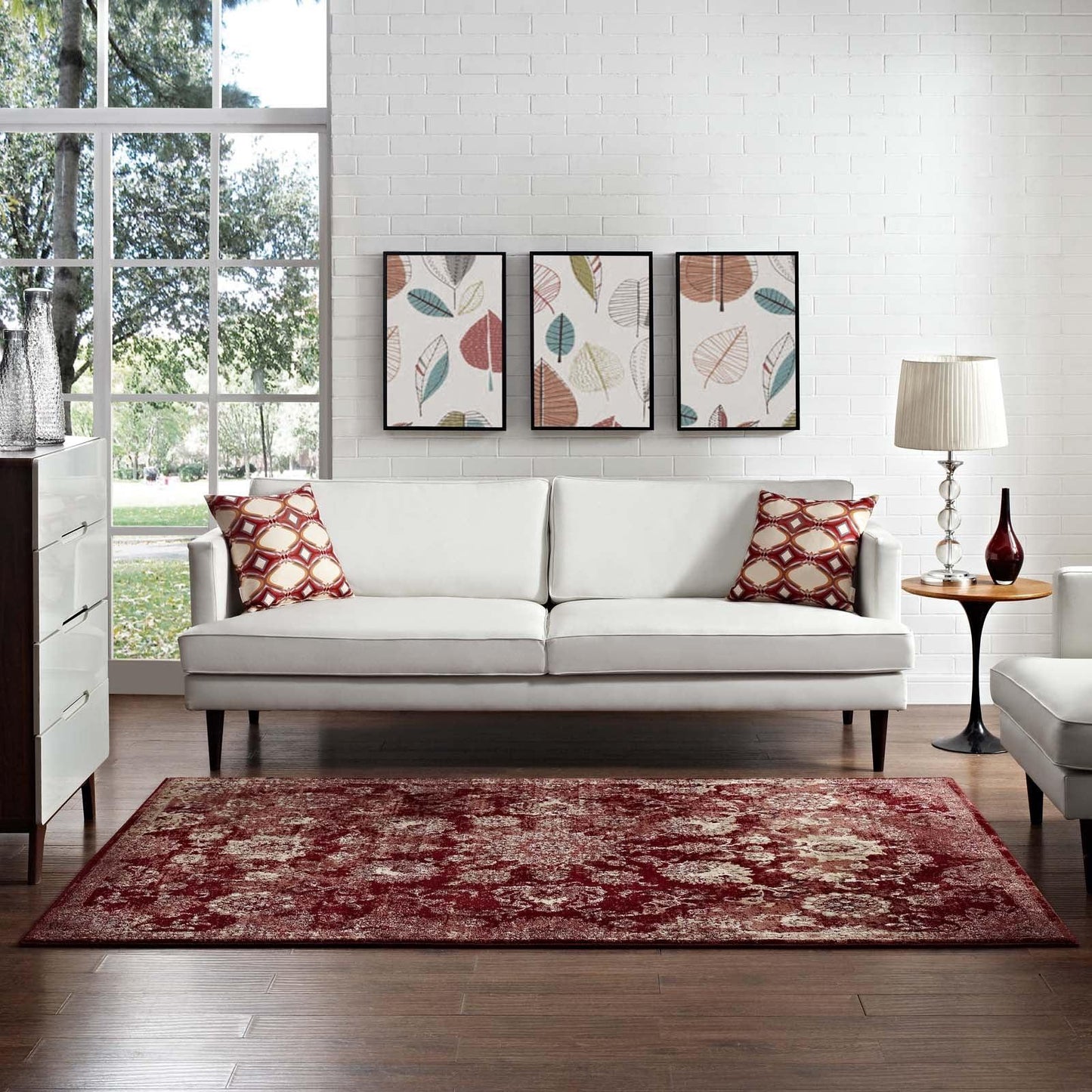 Modway Cynara Distressed Floral Persian Medallion Area Rug FredCo