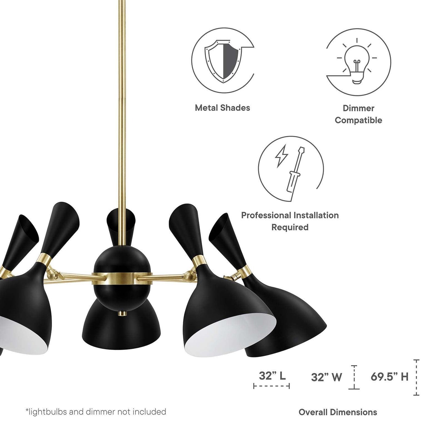 Modway Declare 5-Light 6" Arm Pendant FredCo