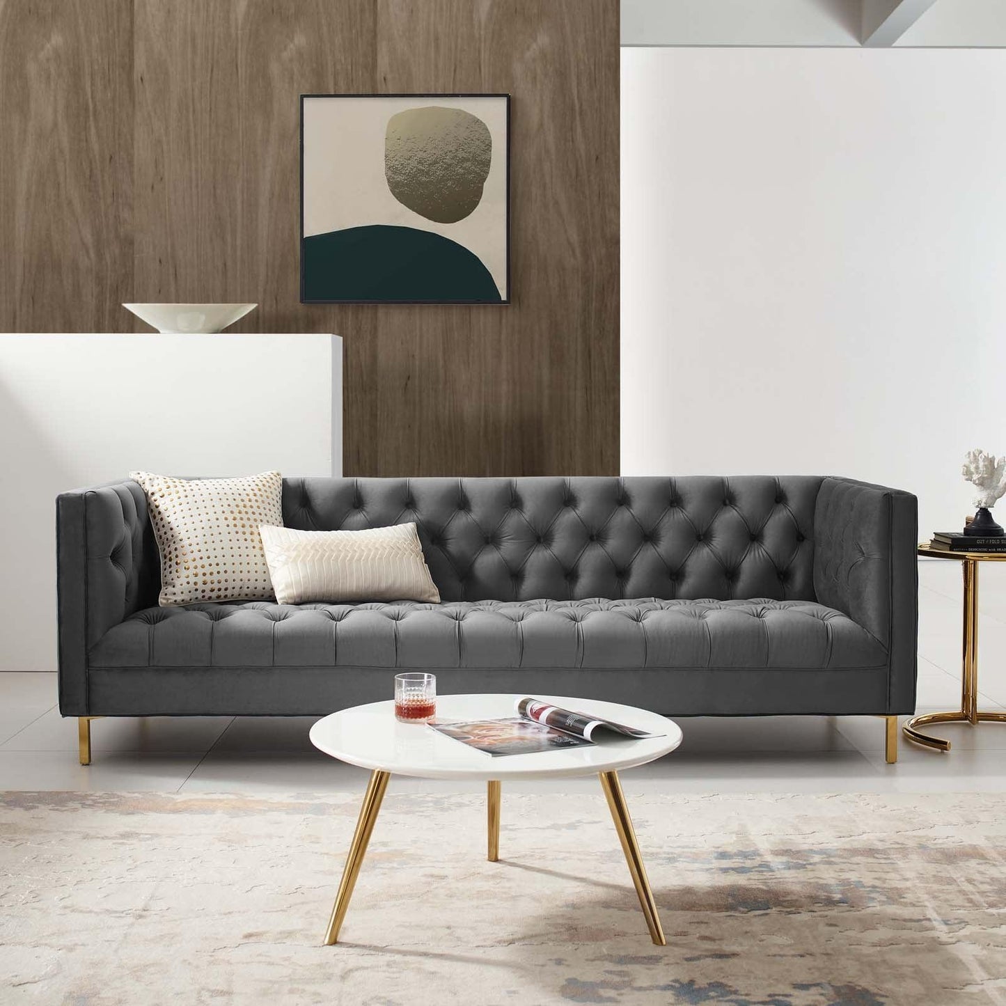 Modway Delight Tufted Button Performance Velvet Sofa FredCo