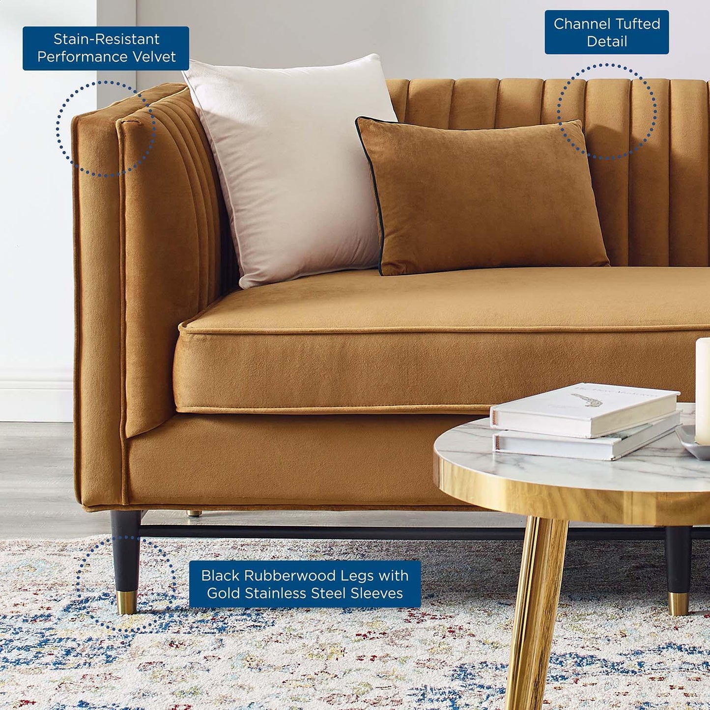 Modway Devote Channel Tufted Performance Velvet Loveseat FredCo