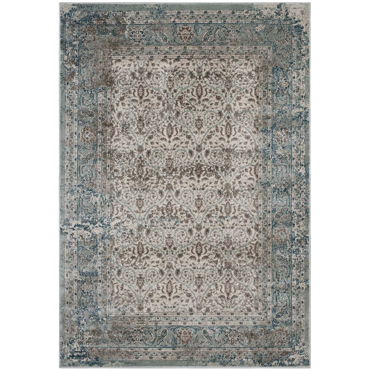 Modway Dilys Distressed Vintage Floral Lattice Area Rug FredCo