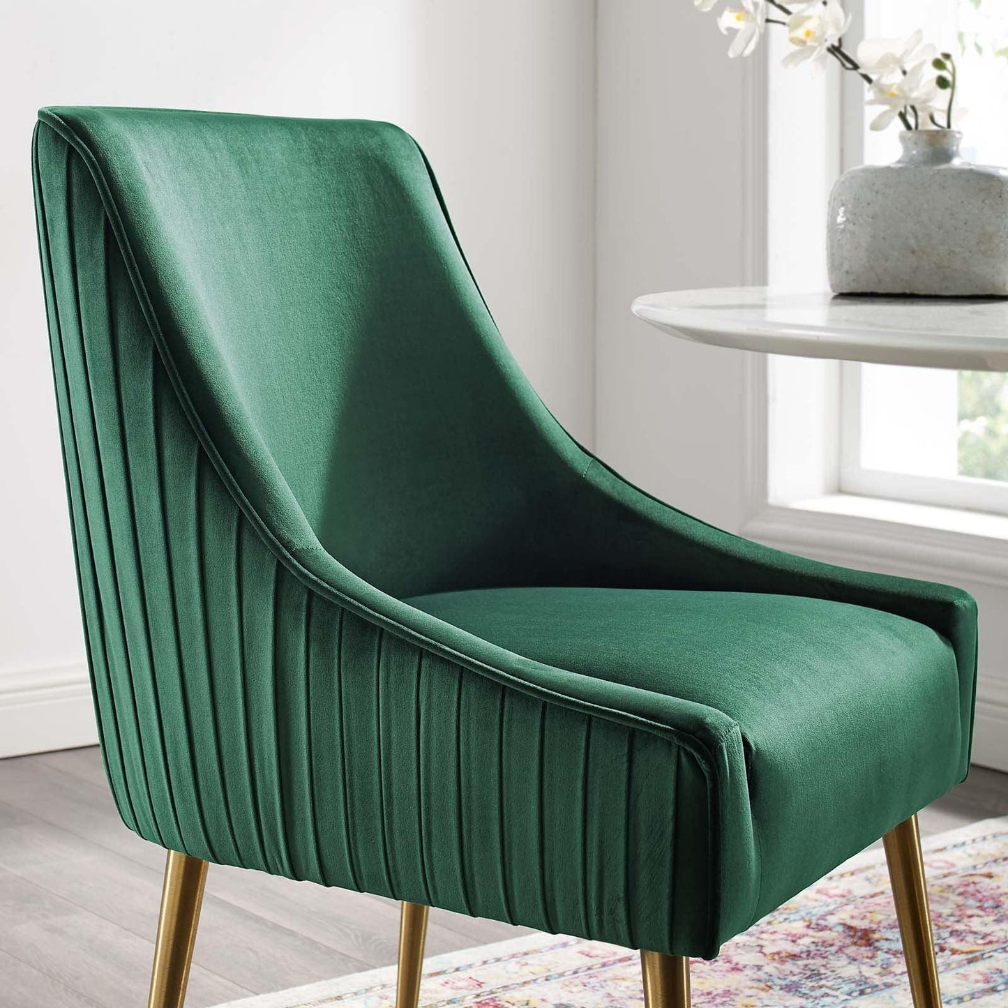 Modway Discern Pleated Back Upholstered Performance Velvet Dining Chair FredCo