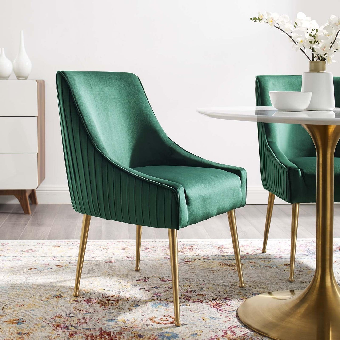 Modway Discern Pleated Back Upholstered Performance Velvet Dining Chair FredCo