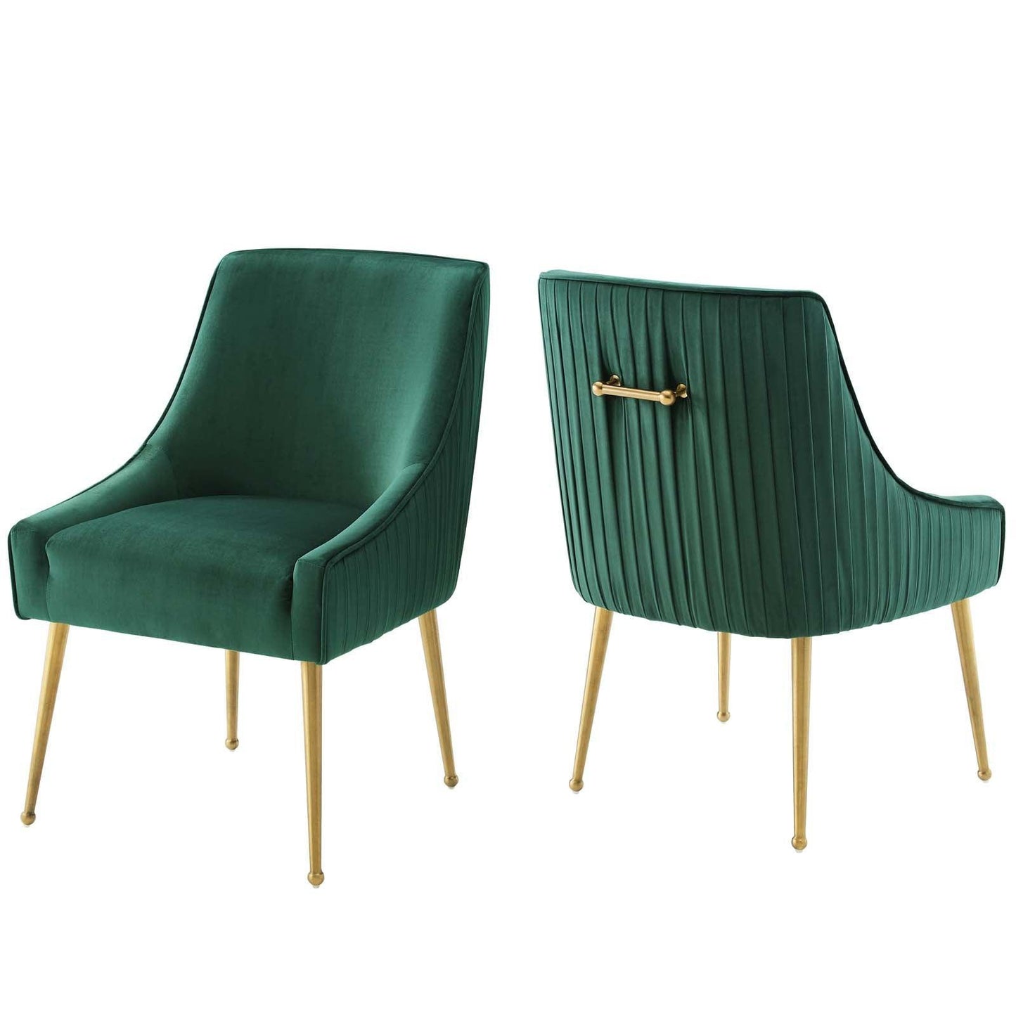 Modway Discern Pleated Back Upholstered Performance Velvet Dining Chair Set of 2 FredCo