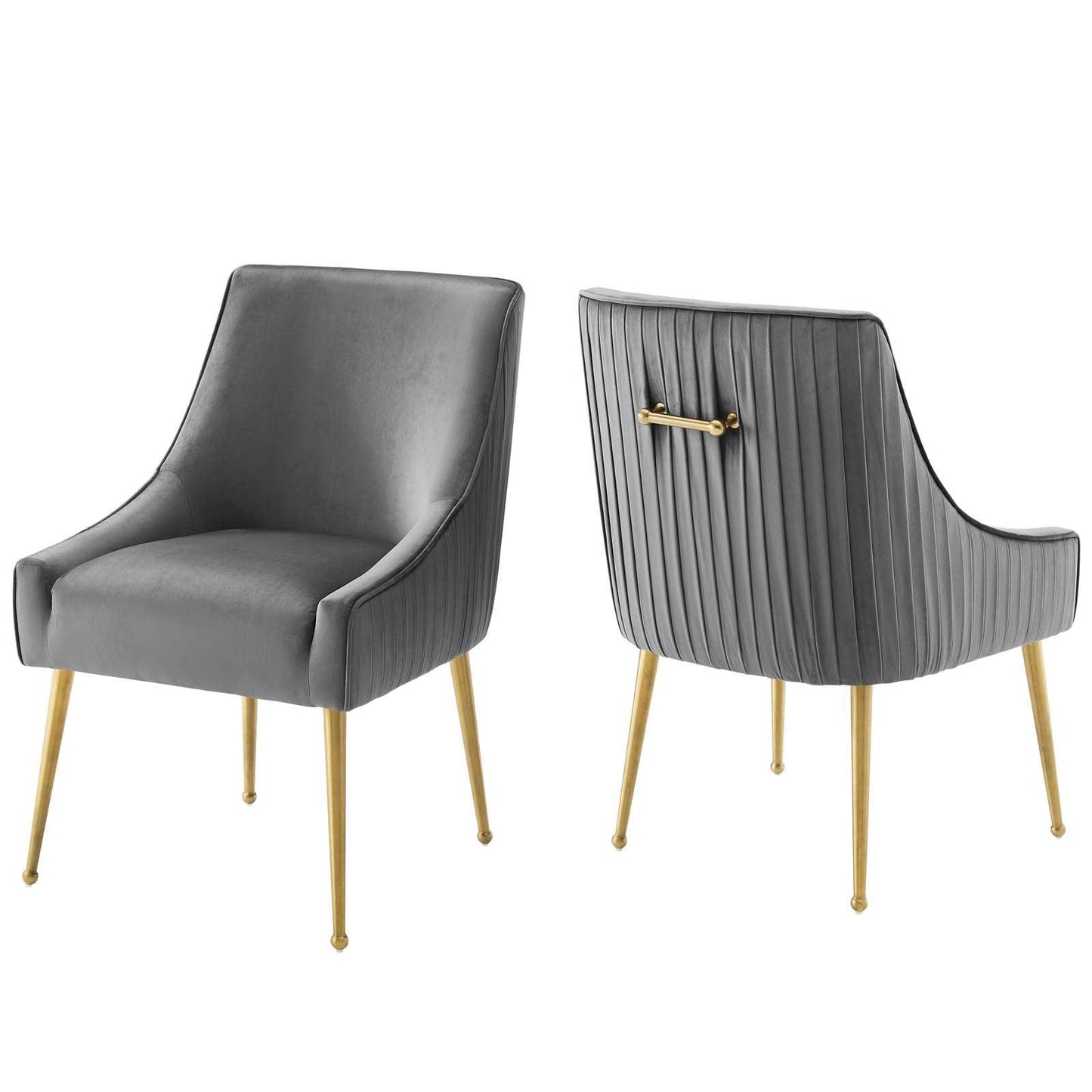 Modway Discern Pleated Back Upholstered Performance Velvet Dining Chair Set of 2 FredCo