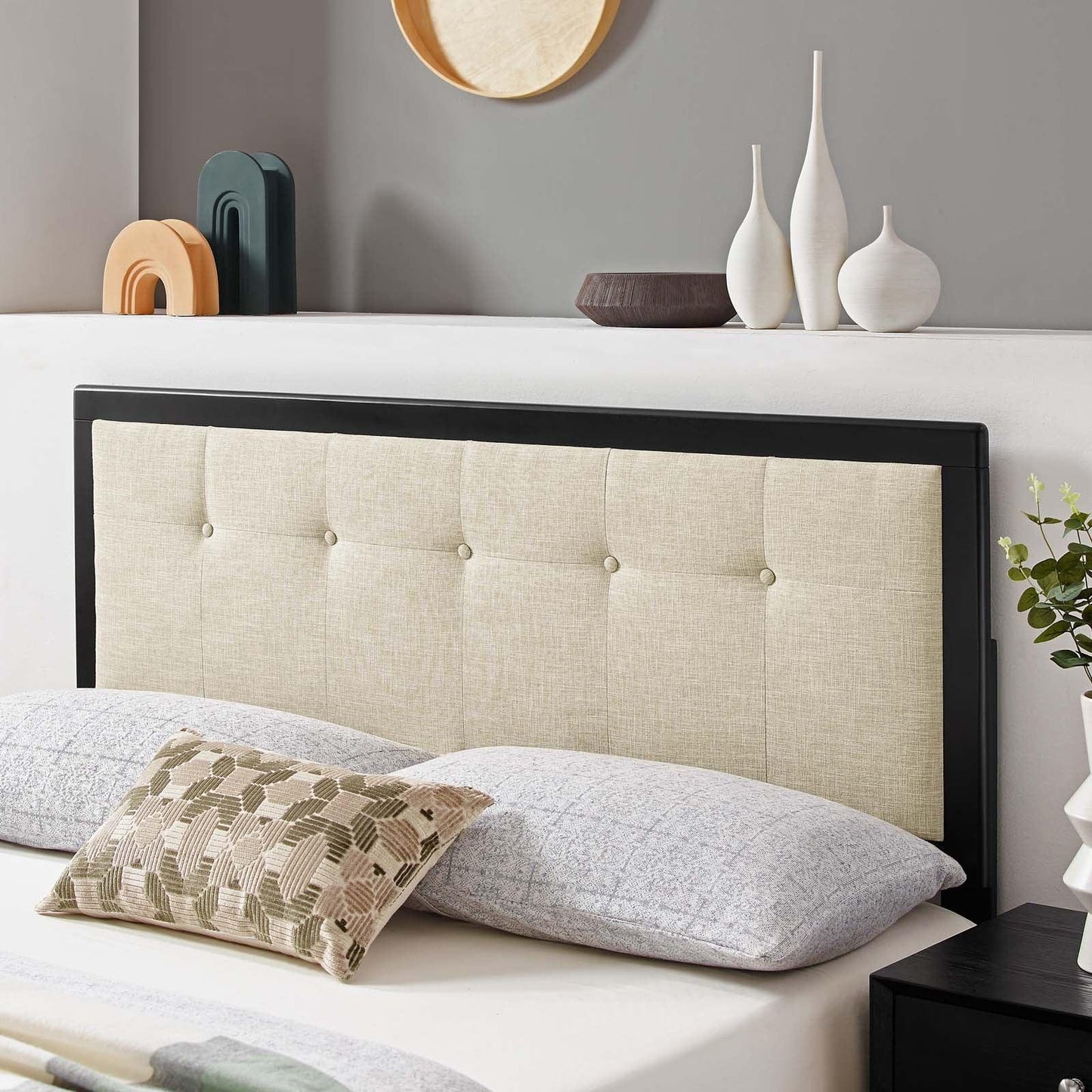 Modway Draper Tufted Queen Fabric and Wood Headboard FredCo