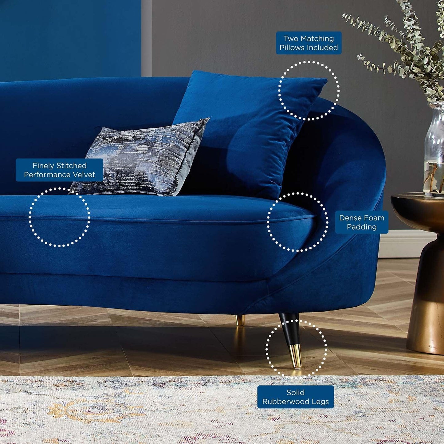 Modway Echo Performance Velvet Sofa FredCo