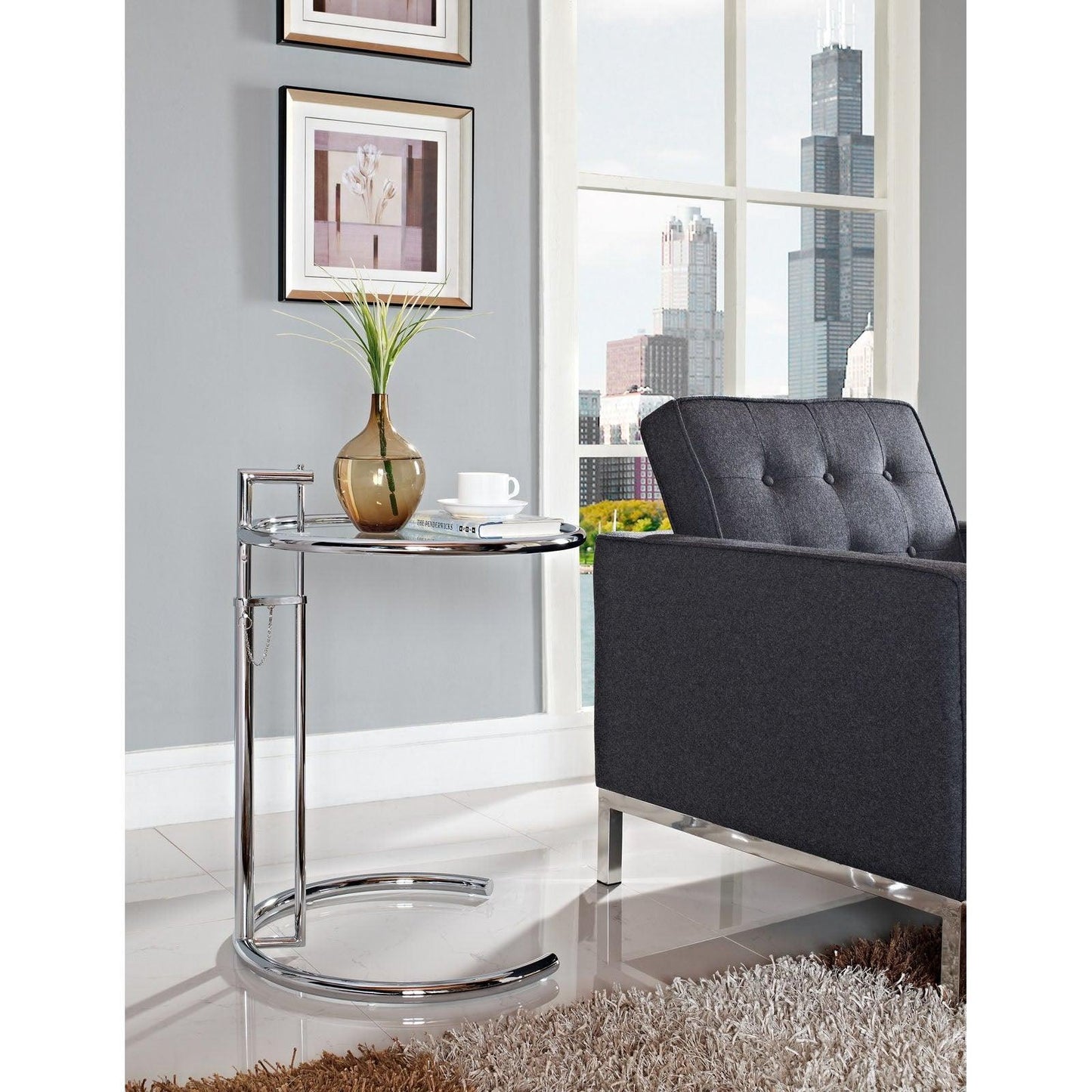 Modway Eileen Gray Chrome Stainless Steel End Table FredCo