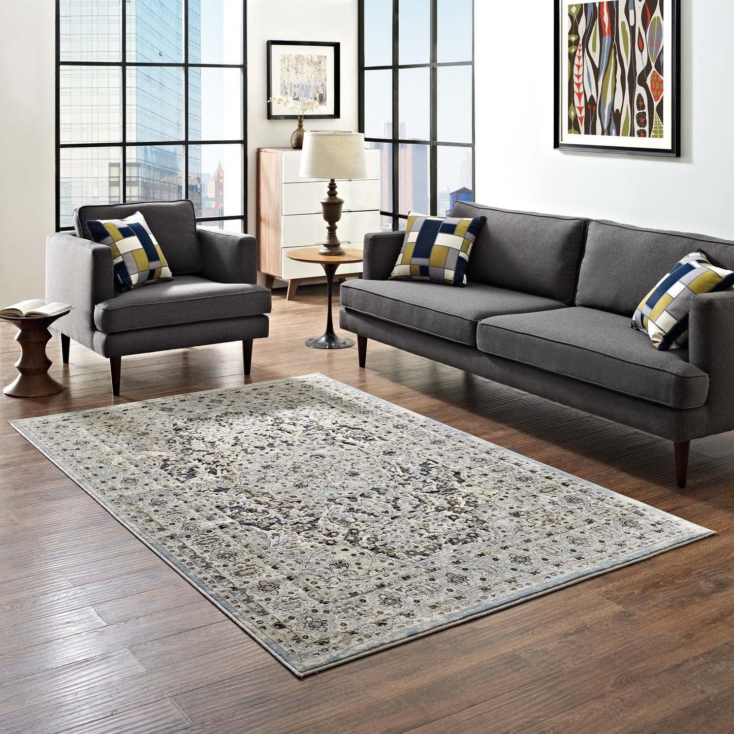 Modway Elqenna Ornate Vintage Floral Turkish Area Rug FredCo