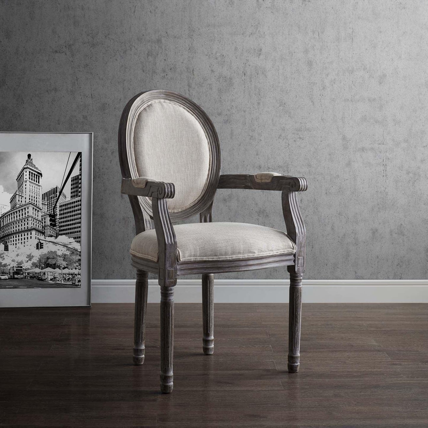 Modway Emanate Vintage French Upholstered Fabric Dining Armchair FredCo