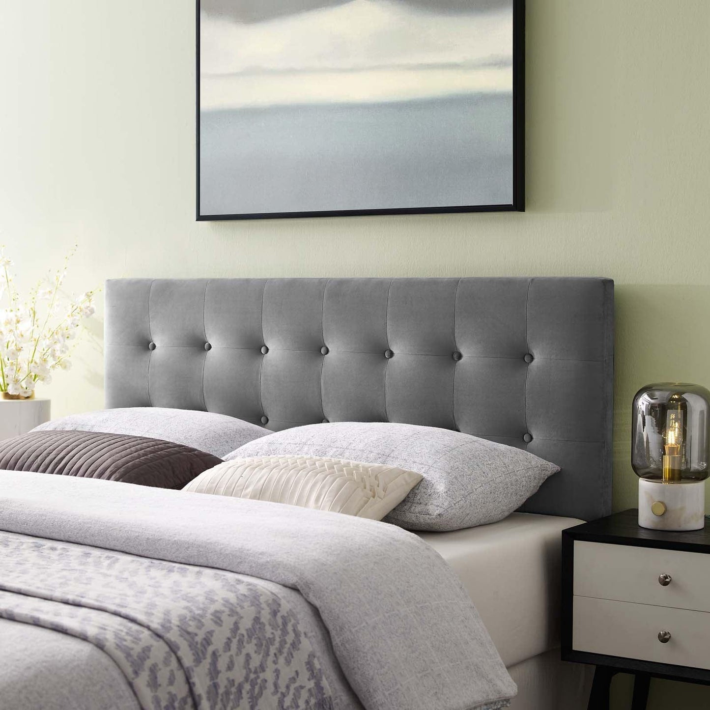Modway Emily Queen Biscuit Tufted Performance Velvet Headboard FredCo