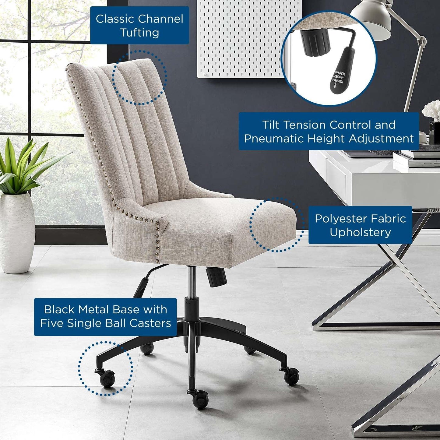 Modway Empower Channel Tufted Fabric Office Chair FredCo