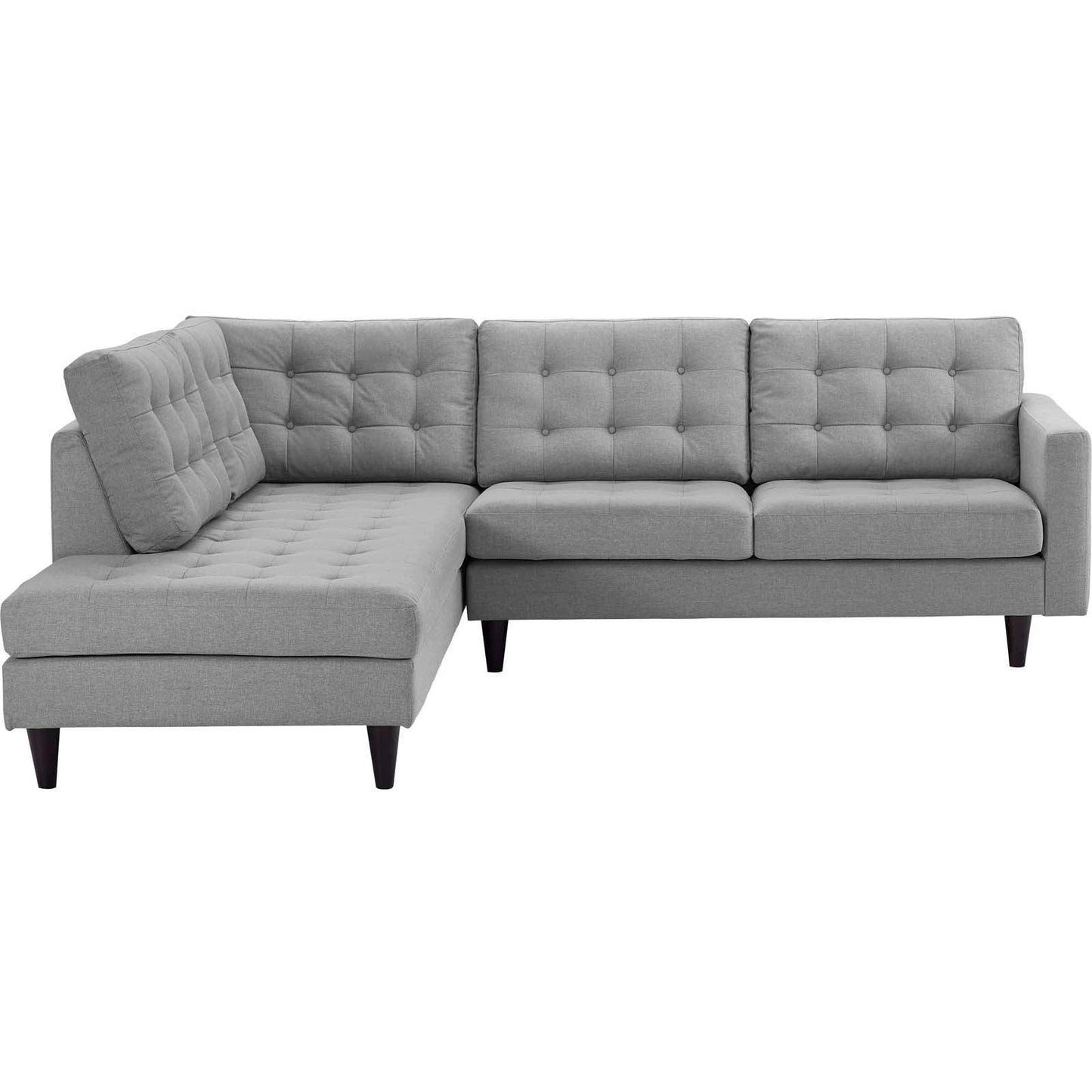 Modway Empress 2 Piece Upholstered Fabric Left Facing Bumper Sectional FredCo