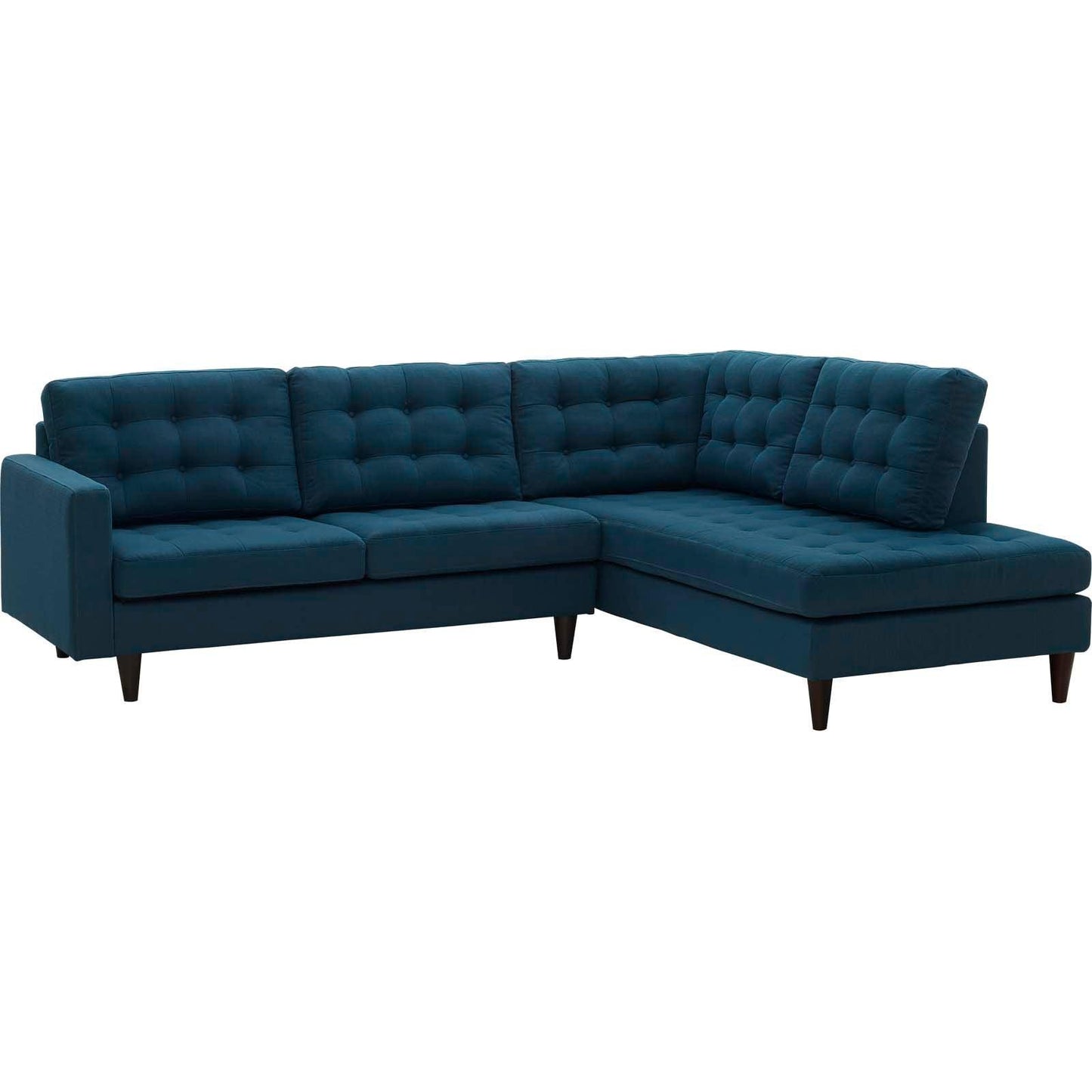Modway Empress 2 Piece Upholstered Fabric Right Facing Bumper Sectional FredCo