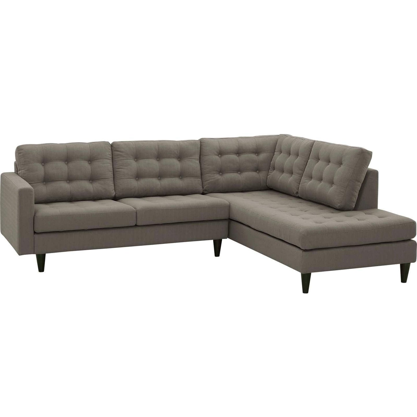 Modway Empress 2 Piece Upholstered Fabric Right Facing Bumper Sectional FredCo