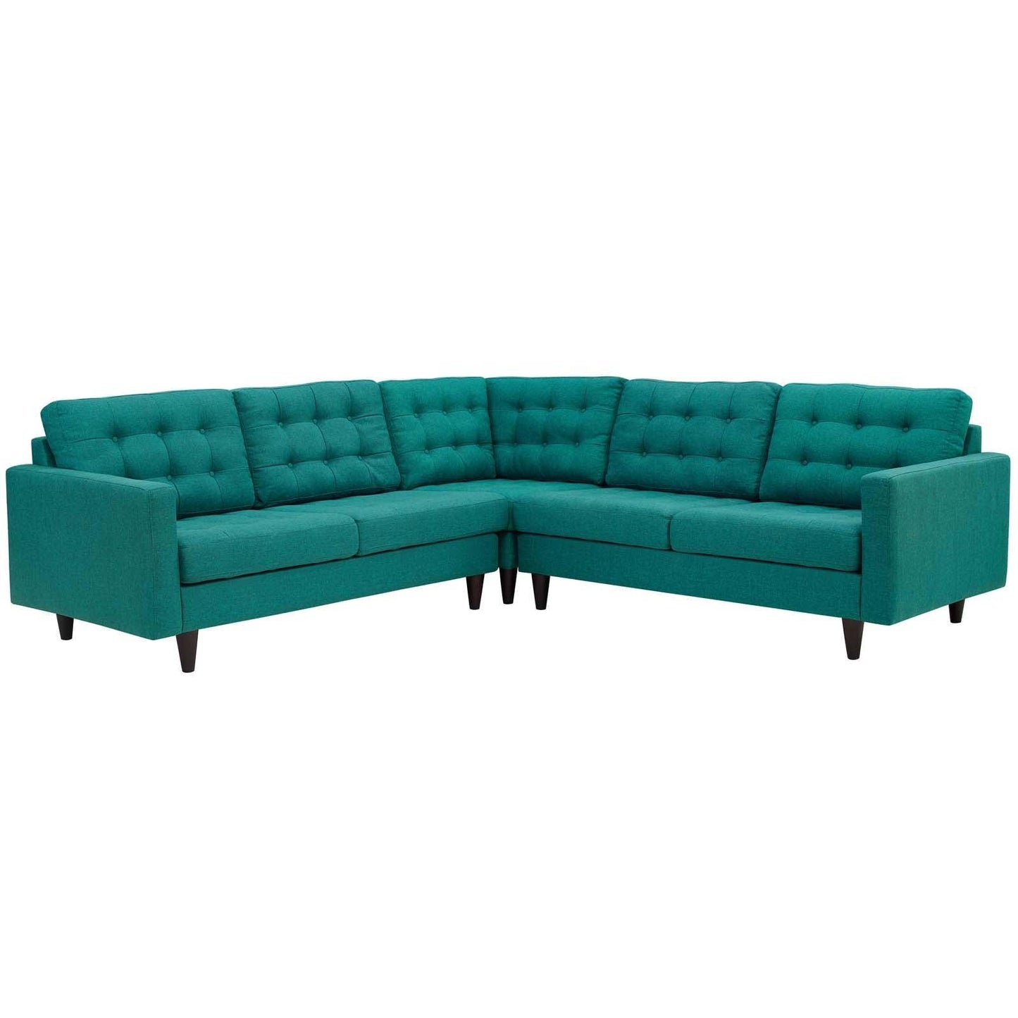 Modway Empress 3 Piece Upholstered Fabric Sectional Sofa Set FredCo