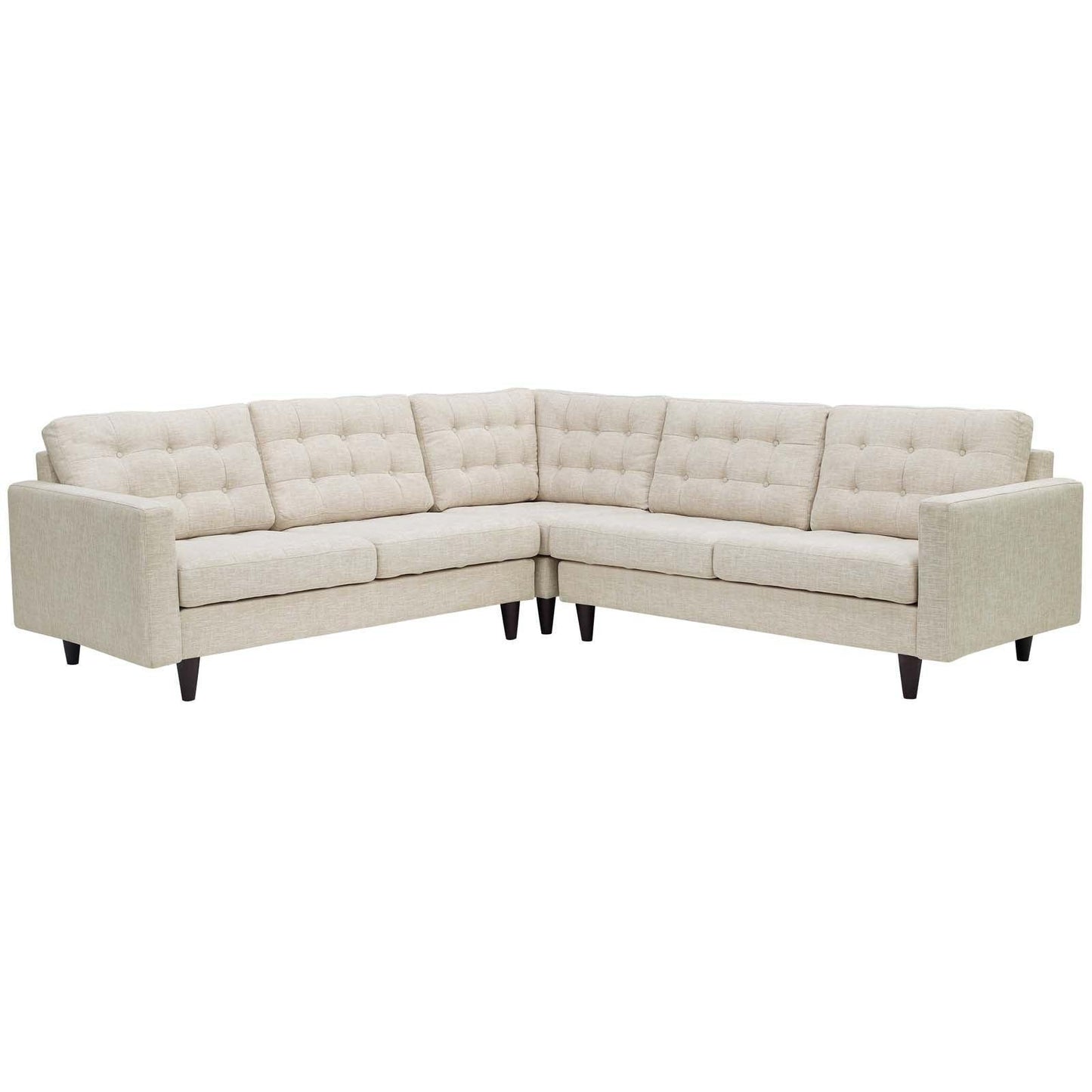 Modway Empress 3 Piece Upholstered Fabric Sectional Sofa Set FredCo
