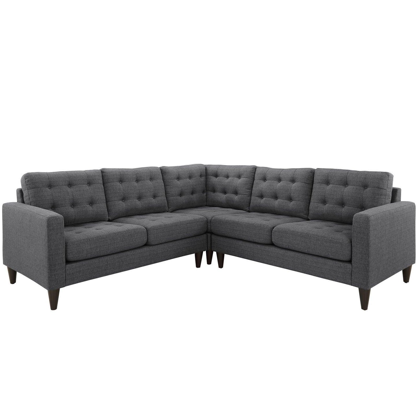Modway Empress 3 Piece Upholstered Fabric Sectional Sofa Set FredCo