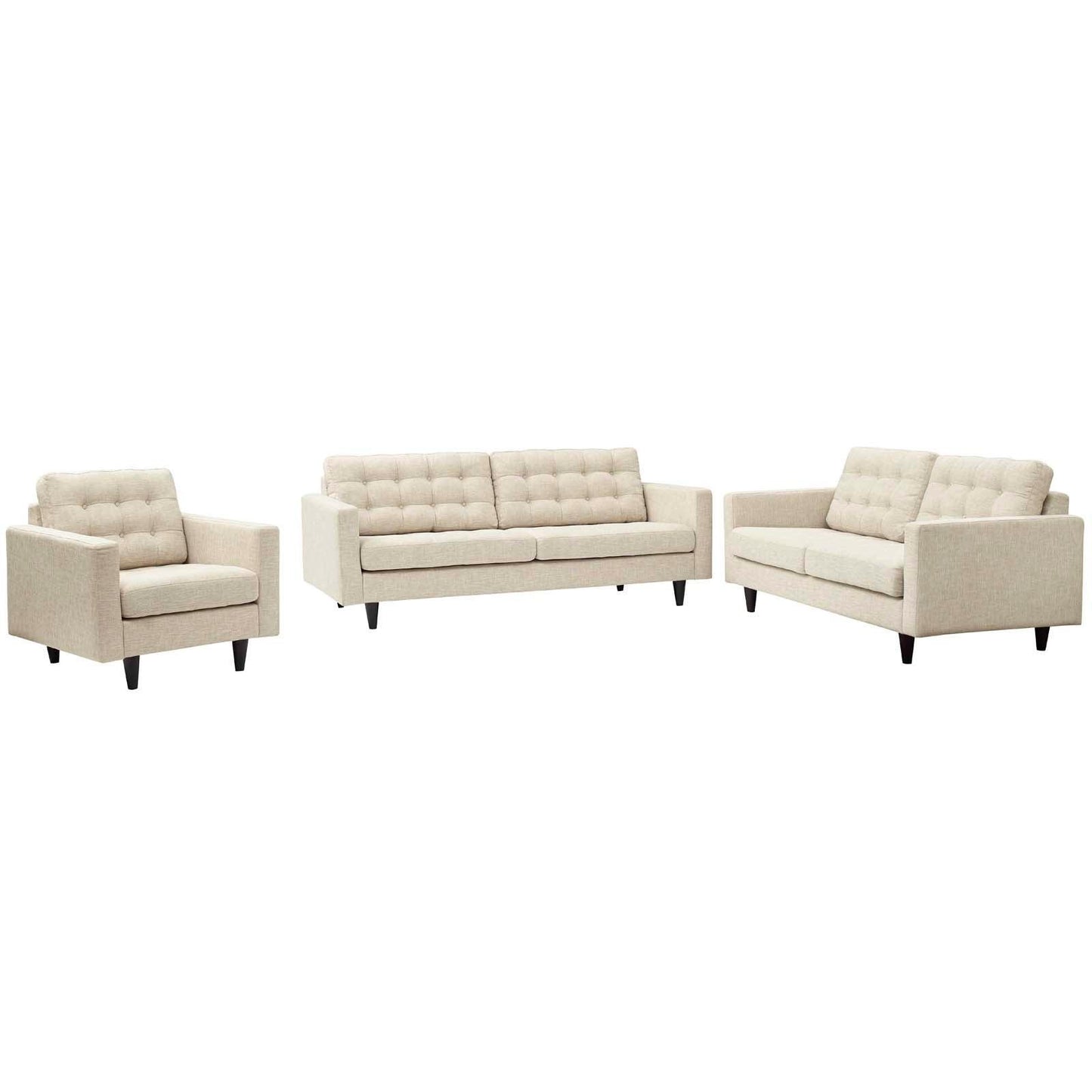 Modway Empress Sofa, Loveseat and Armchair Set of 3 FredCo