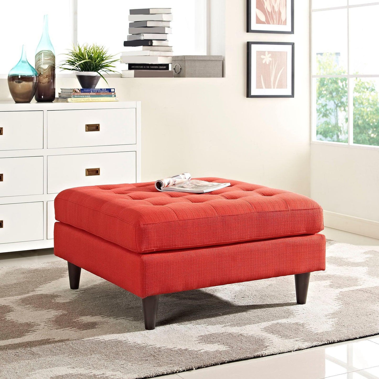 Modway Empress Upholstered Fabric Large Ottoman FredCo