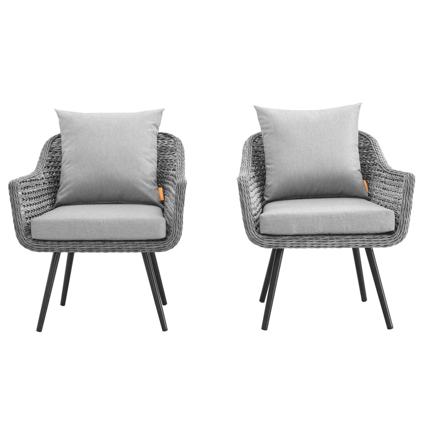 Modway Endeavor Armchair Outdoor Patio Wicker Rattan Set of 2 FredCo