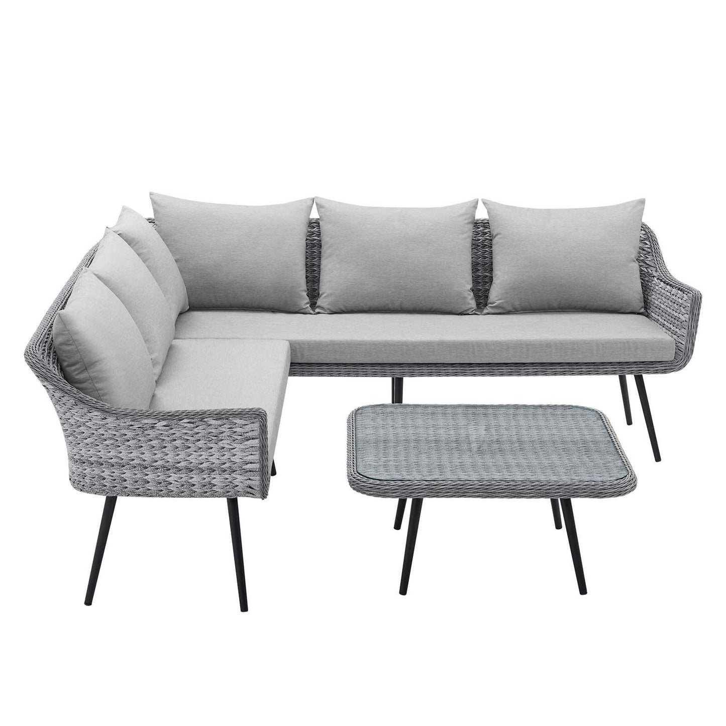 Modway Endeavor Wicker Rattan Outdoor Patio Wicker Rattan Seating Set FredCo