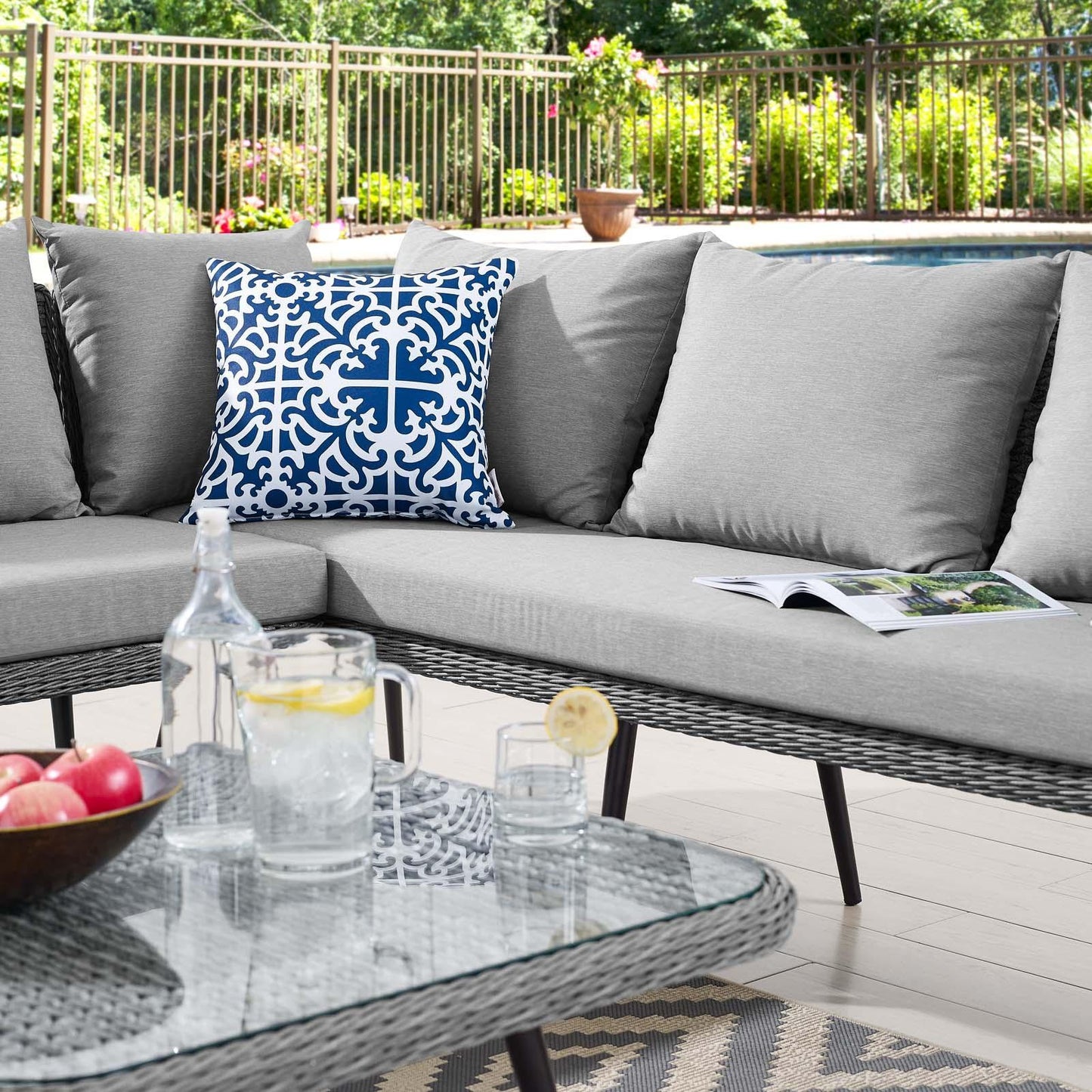 Modway Endeavor Wicker Rattan Outdoor Patio Wicker Rattan Seating Set FredCo