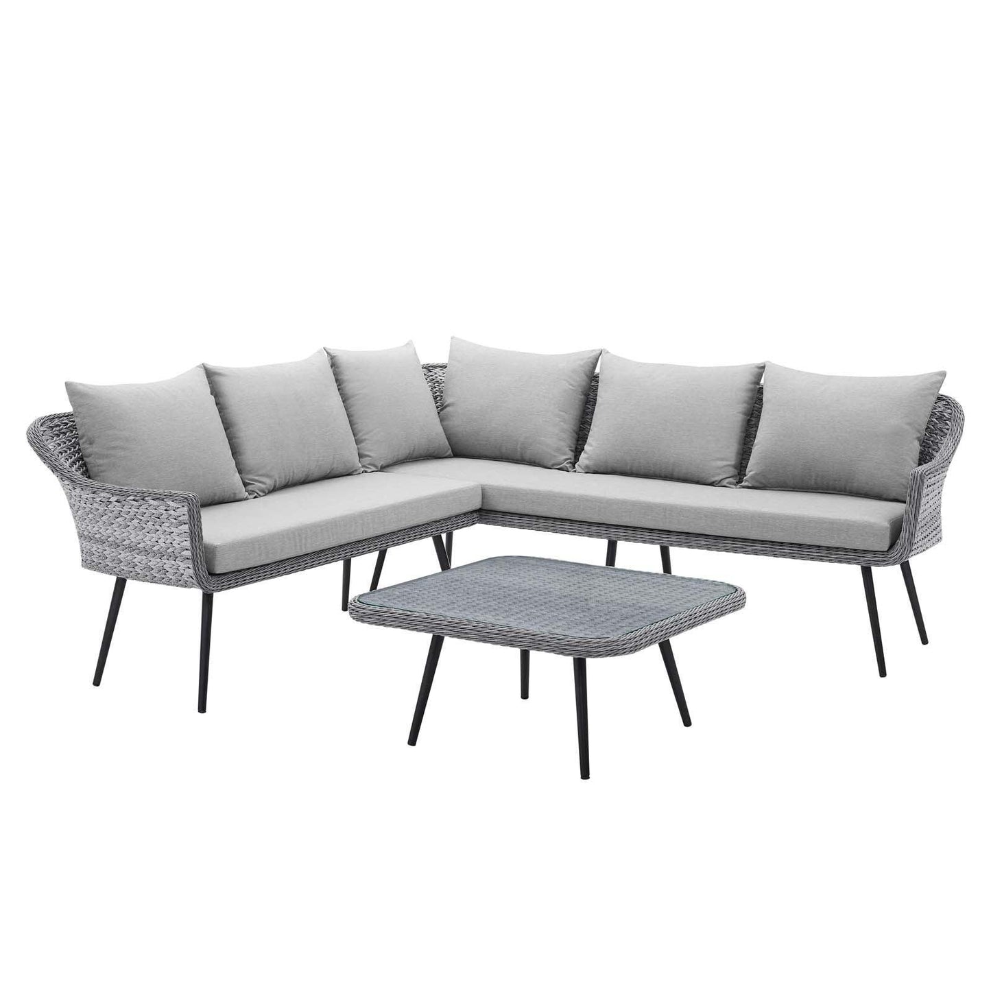 Modway Endeavor Wicker Rattan Outdoor Patio Wicker Rattan Seating Set FredCo