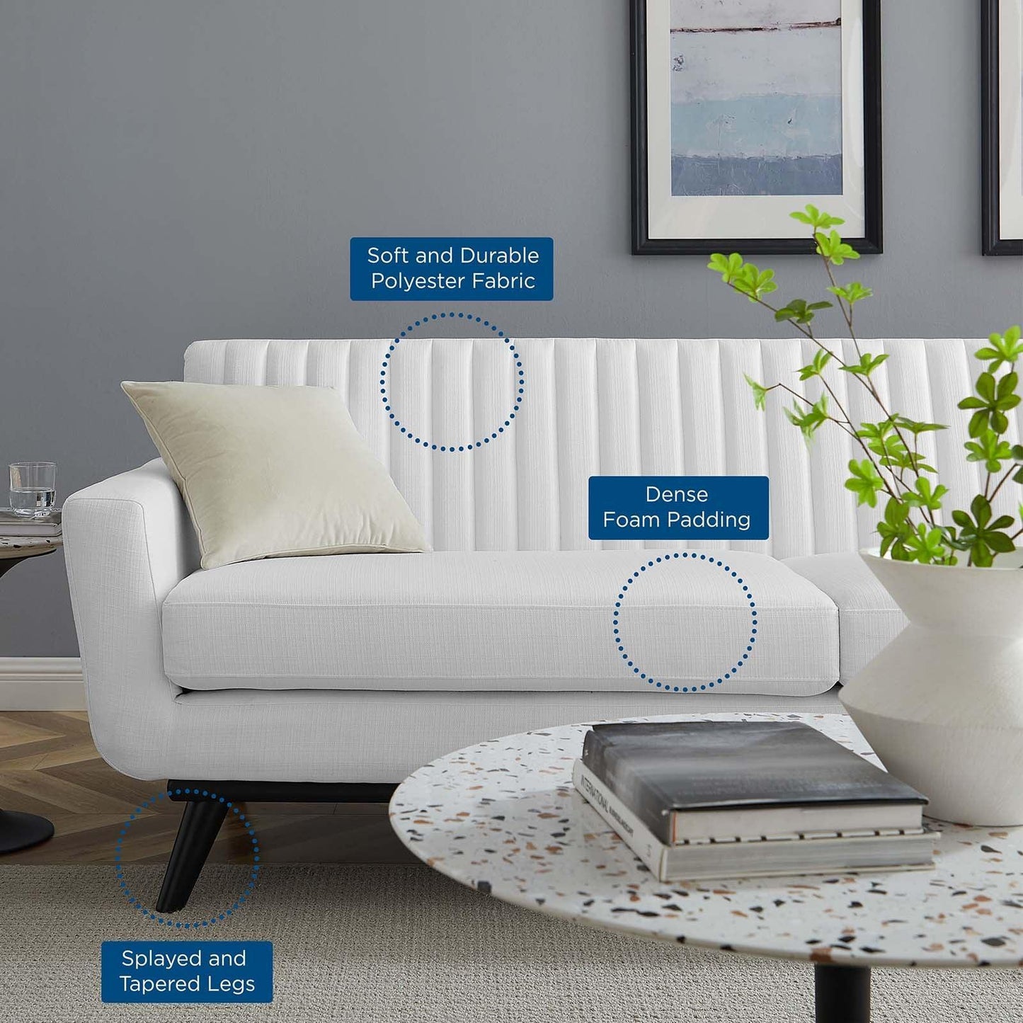 Modway Engage Channel Tufted Fabric Sofa FredCo