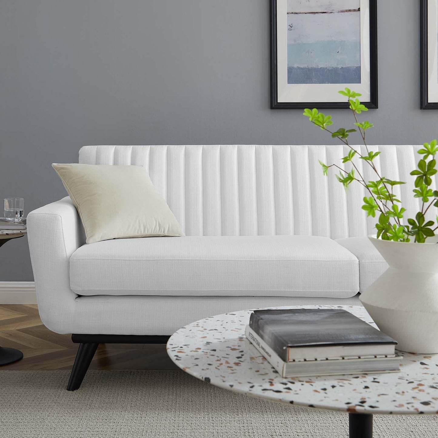 Modway Engage Channel Tufted Fabric Sofa FredCo