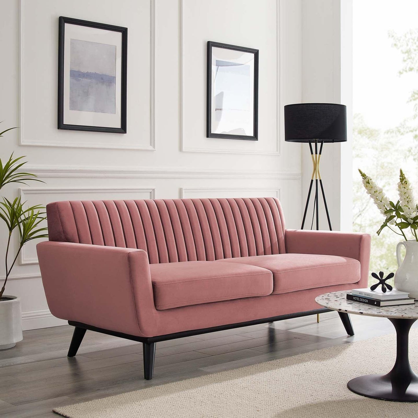 Modway Engage Channel Tufted Performance Velvet Loveseat FredCo