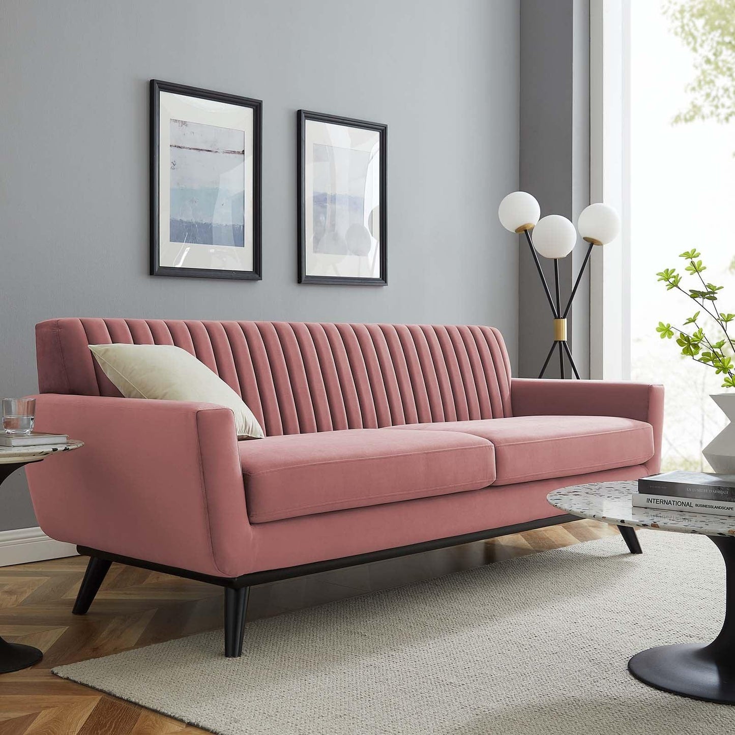 Modway Engage Channel Tufted Performance Velvet Sofa FredCo
