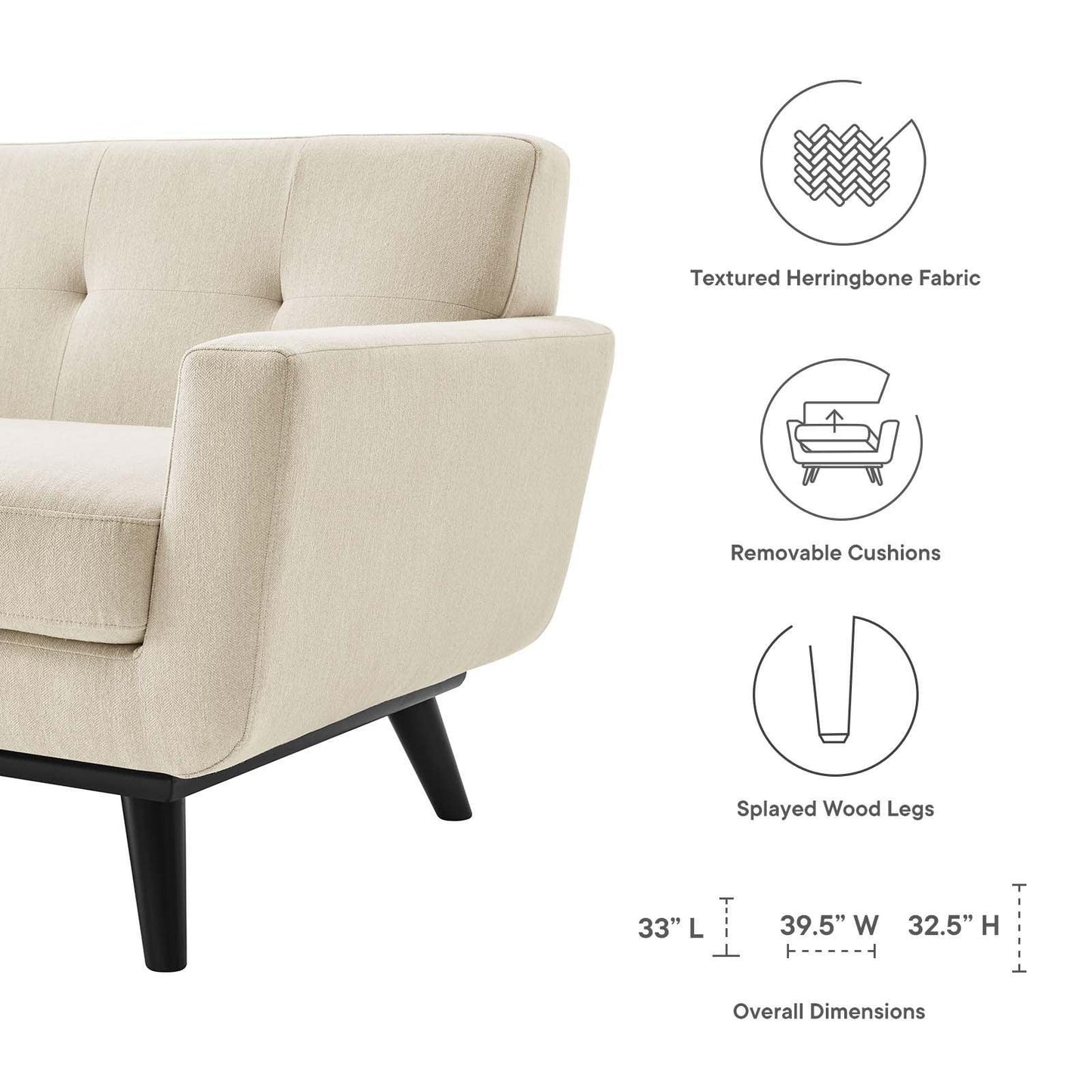 Modway Engage Herringbone Fabric Armchair FredCo