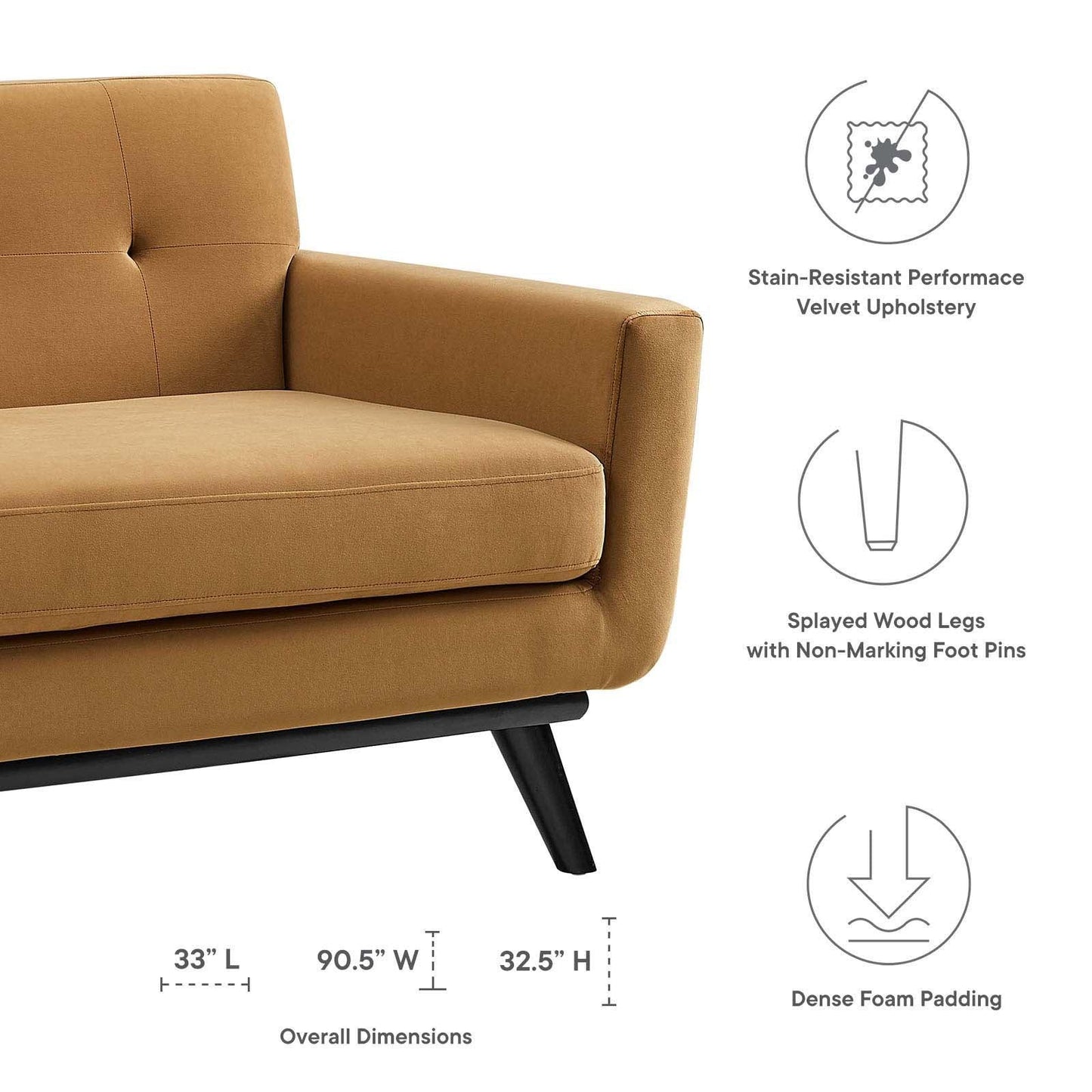 Modway Engage Performance Velvet Sofa FredCo