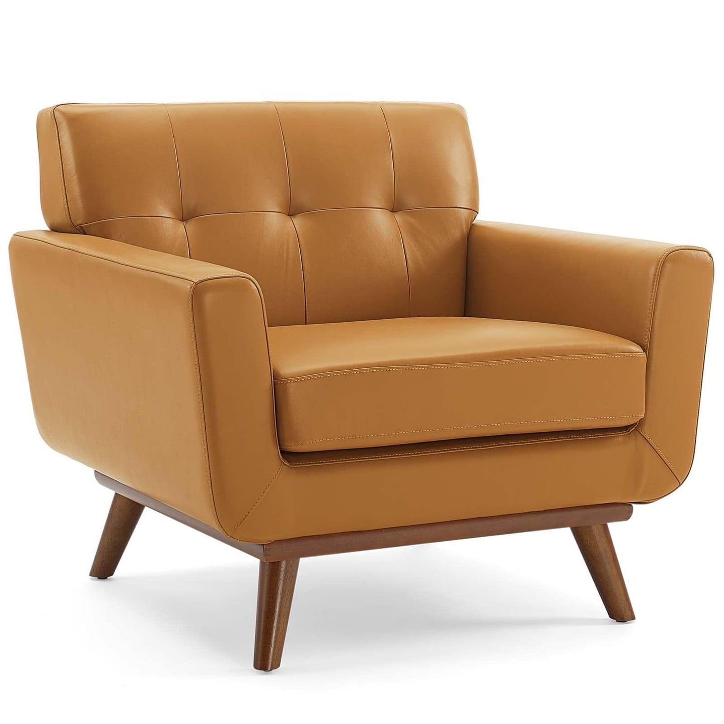 Modway Engage Top-Grain Leather Living Room Lounge Accent Armchair FredCo