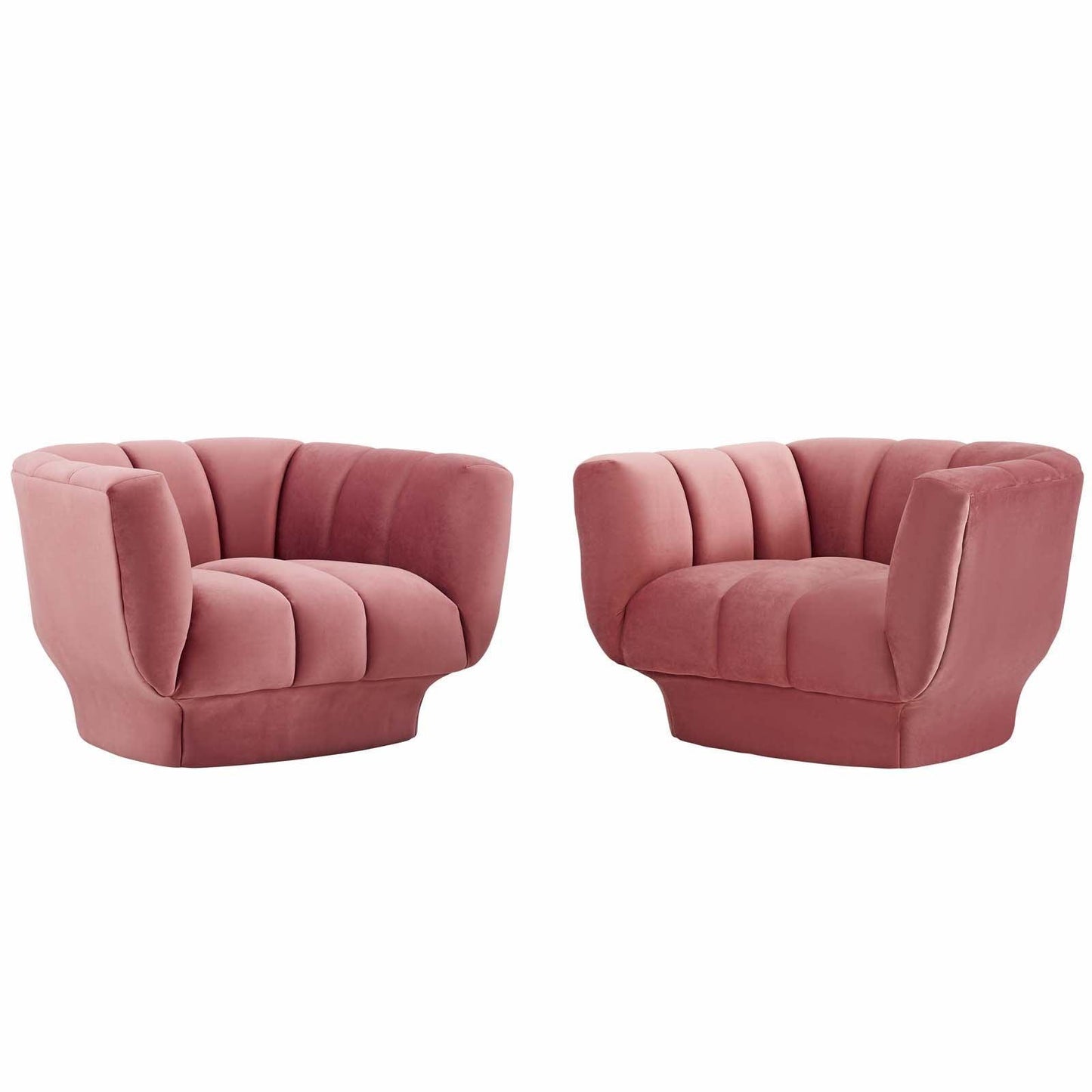 Modway Entertain Vertical Channel Tufted Performance Velvet Armchair Set of 2 FredCo