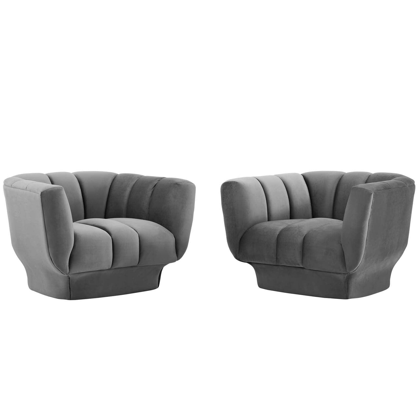 Modway Entertain Vertical Channel Tufted Performance Velvet Armchair Set of 2 FredCo