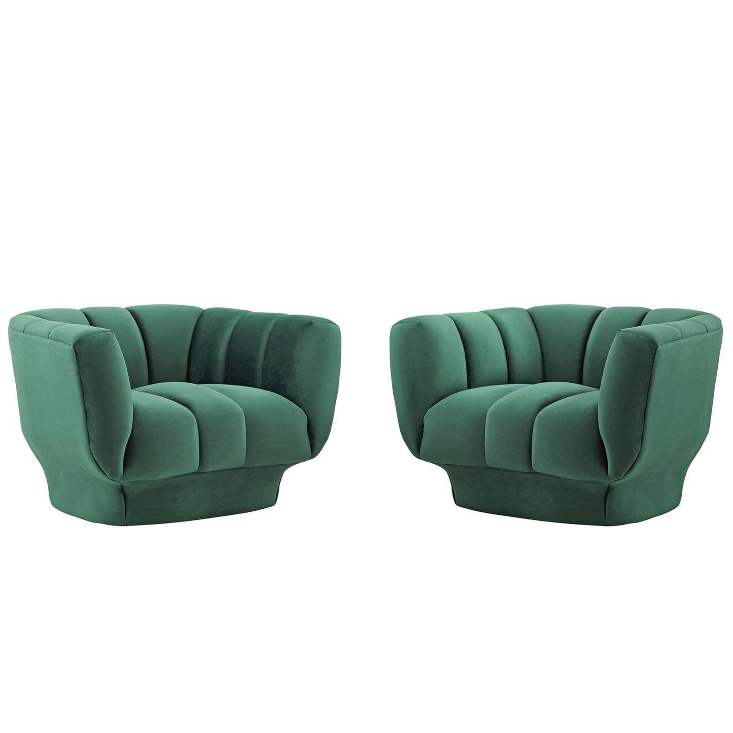 Modway Entertain Vertical Channel Tufted Performance Velvet Armchair Set of 2 FredCo